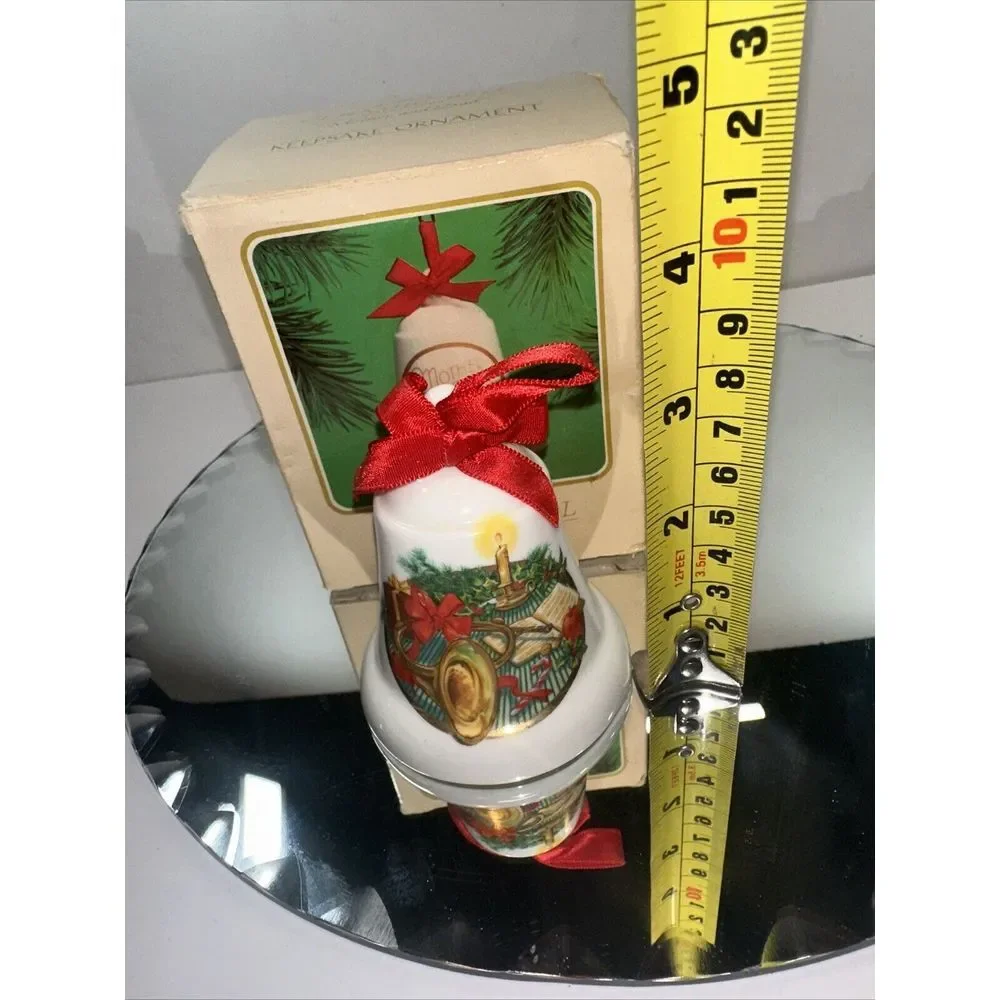 Mother Mom and Dad Christmas Ornament‎ 1984 Ceramic Bell Hallmark Keepsake MIB